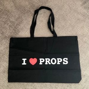 Black I LOVE PROPS Tote Bag